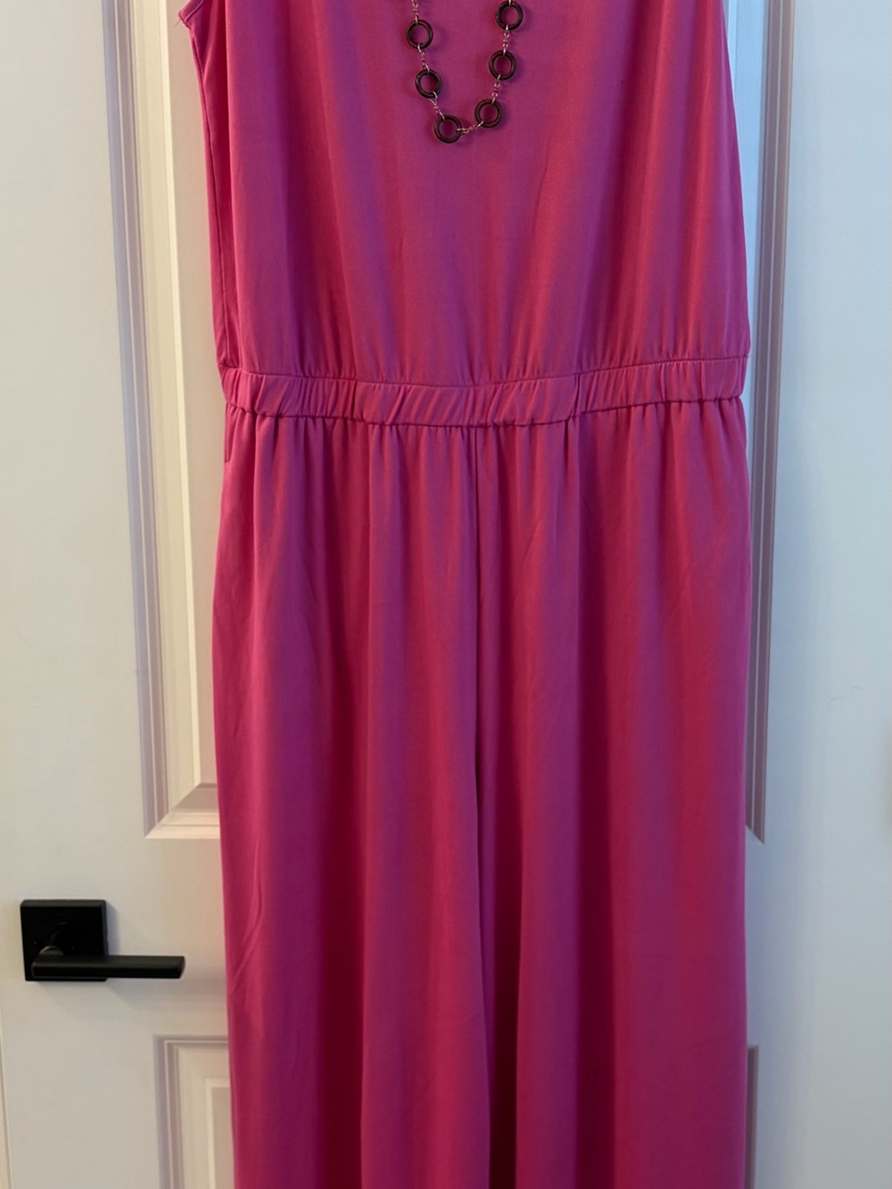 Dreamy Jersey Wide Leg Jumpsuit & necklace (2items)